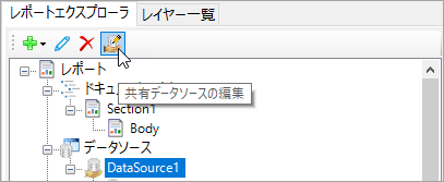 Edit Shared Data Source button in Report Explorer toolbar