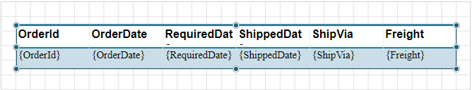 Table with selected fields