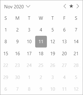 Calendar with date range set as 10 days before and after today's date