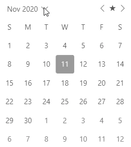 Calendar control showing different views