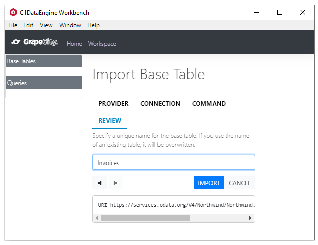 Enter table name