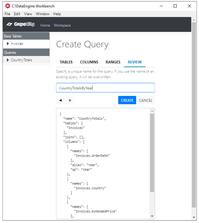 Enter query name