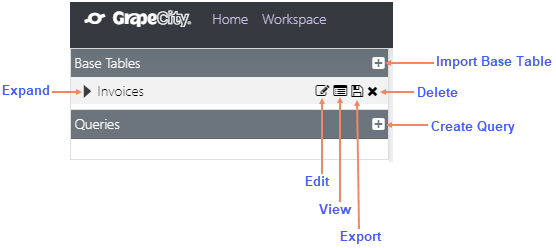 Snapshot depicting the workbench with all buttons