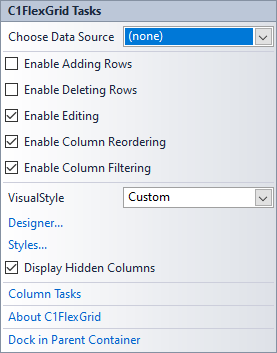 C1FlexGrid タスクメニュー