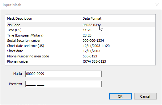 マスク入力ダイアログ