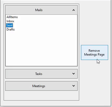 Remove WinForms Accordion Page