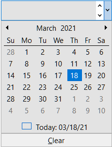 DateEdit with calendar ui in gray background.