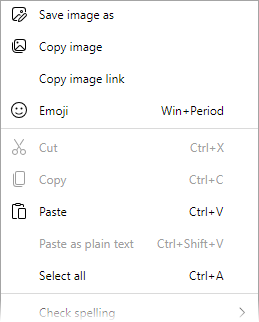 Clipboard through context menu