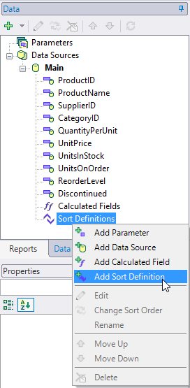 Sorting Data in C1FlexReportDesigner