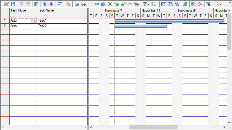 Displays customized grid borders in the GanttView.