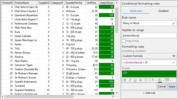 Using Rule Manager with a FlexGrid control to apply condiitonal formatting on the grid data.