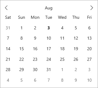 Calendar showing Monday set as the first day of a week