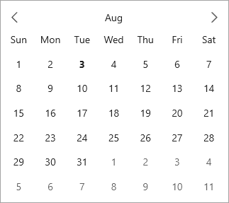 Gregorian type calendar UI