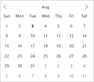 Default Calendar control