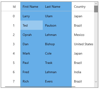 column range selection