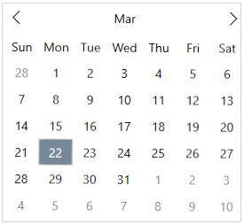 Gregorian type calendar UI