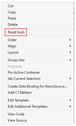 A snapshot of context menu