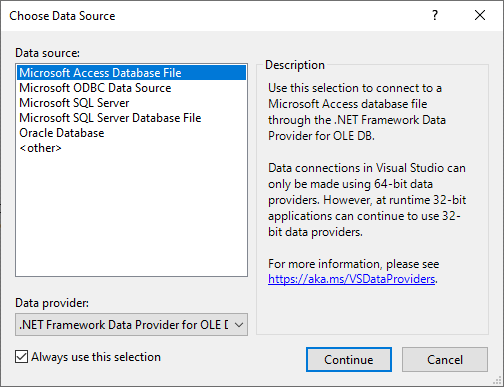 WPF App Choose Data Source Dialog