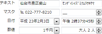 各コントロールの書式設定の例