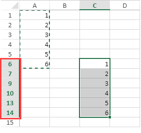 Pasting Data in Invisible Range